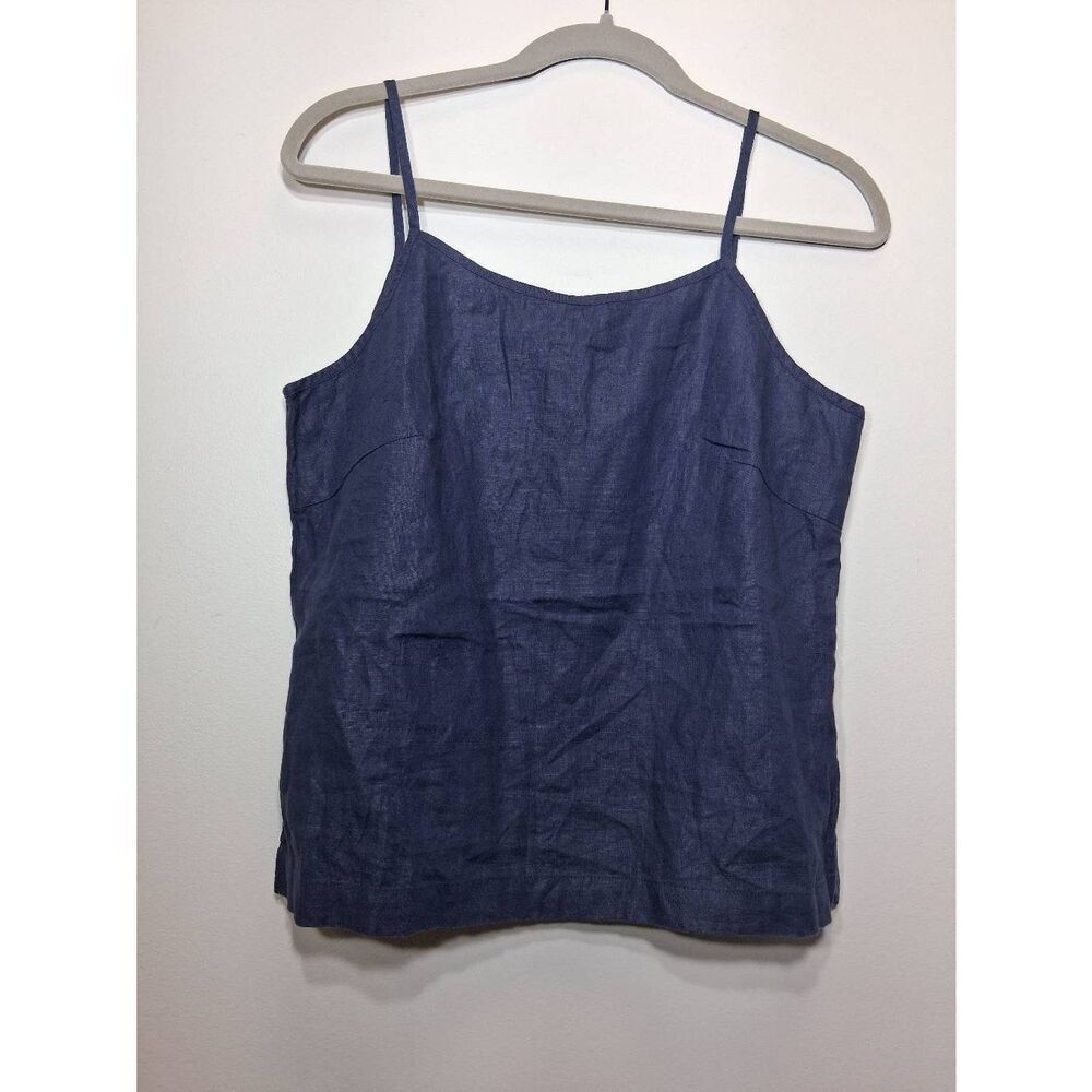 Y2k womens 100% linen body shirt gap blouse blue tank